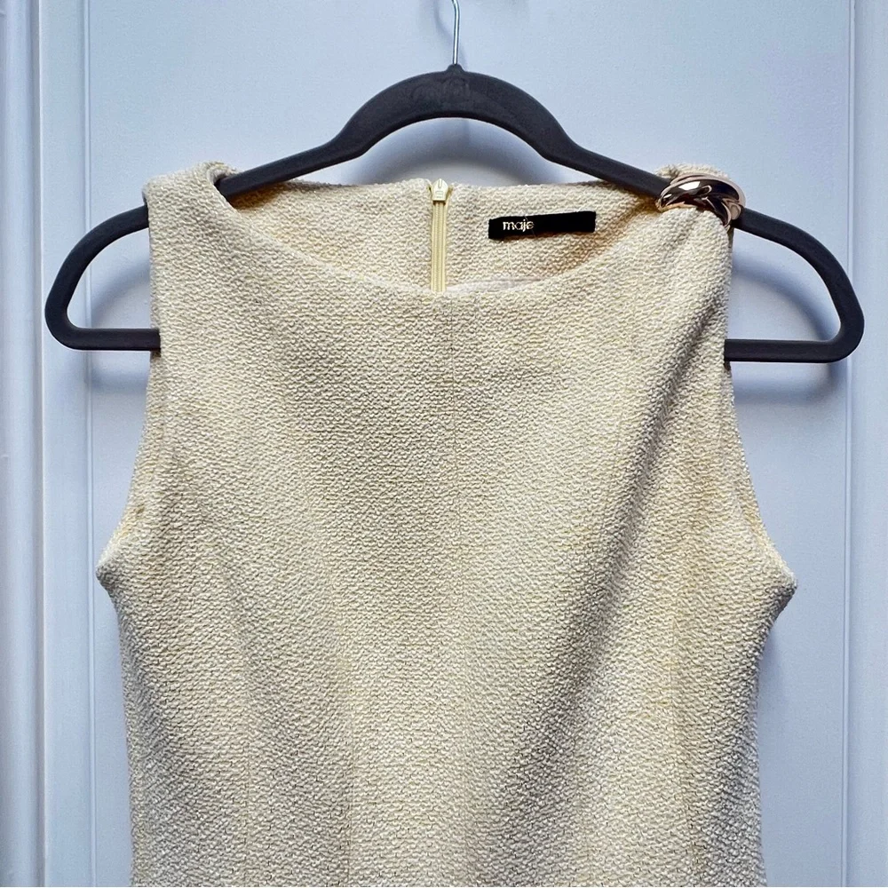 NWOT Maje Risoleil Pale Yellow Tweed Dress—No size tag - Picture 13 of 15